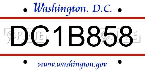 DC1B858 District Of Columbia License Plate