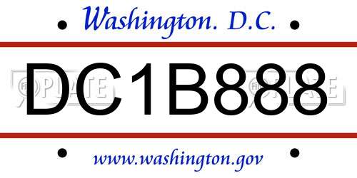 DC1B888 District Of Columbia License Plate