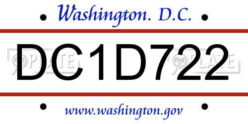 DC1D722 District Of Columbia License Plate