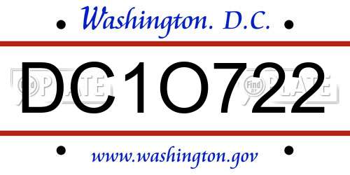 DC1O722 District Of Columbia License Plate