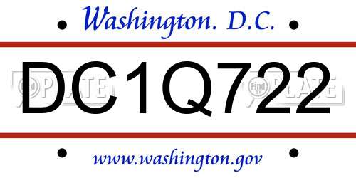 DC1Q722 District Of Columbia License Plate
