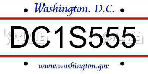 DC1S555 District Of Columbia License Plate