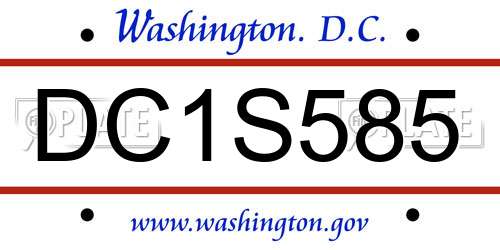 DC1S585 District Of Columbia License Plate