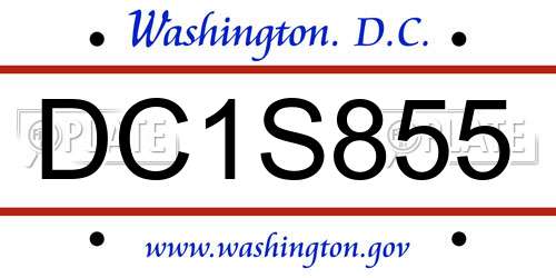 DC1S855 District Of Columbia License Plate