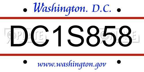 DC1S858 District Of Columbia License Plate