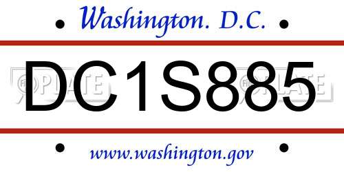 DC1S885 District Of Columbia License Plate
