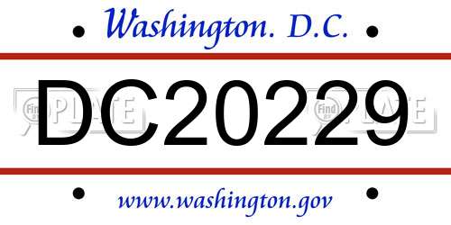 DC20229 District Of Columbia License Plate