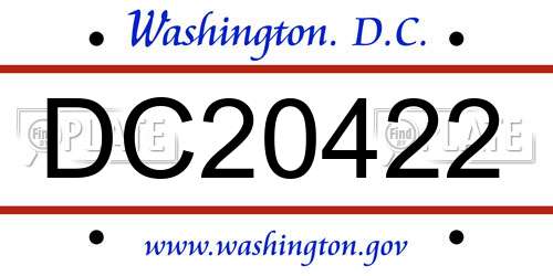 DC20422 District Of Columbia License Plate