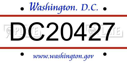 DC20427 District Of Columbia License Plate