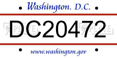 DC20472 District Of Columbia License Plate