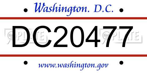 DC20477 District Of Columbia License Plate
