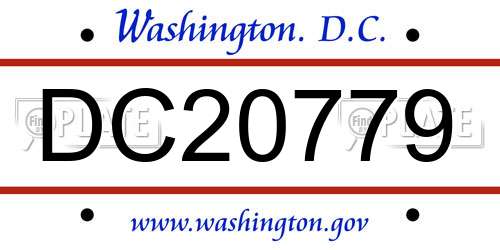 DC20779 District Of Columbia License Plate