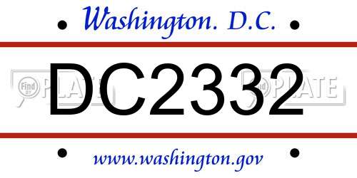 DC2332 District Of Columbia License Plate