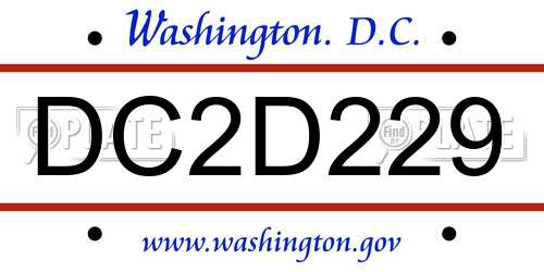 DC2D229 District Of Columbia License Plate