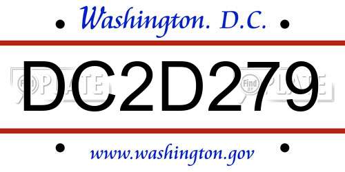 DC2D279 District Of Columbia License Plate