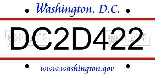 DC2D422 District Of Columbia License Plate