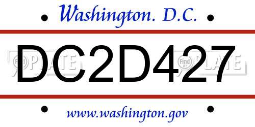 DC2D427 District Of Columbia License Plate