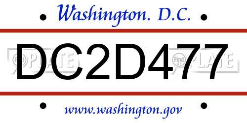 DC2D477 District Of Columbia License Plate