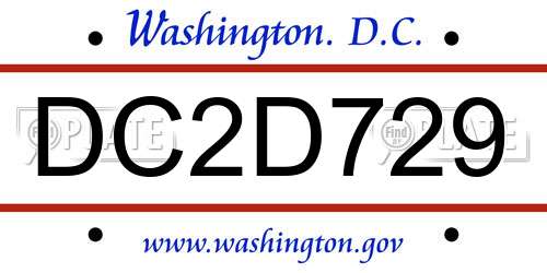 DC2D729 District Of Columbia License Plate
