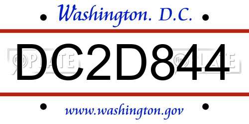 DC2D844 District Of Columbia License Plate