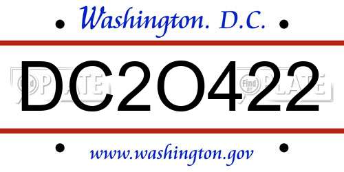 DC2O422 District Of Columbia License Plate