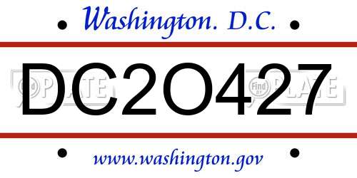 DC2O427 District Of Columbia License Plate