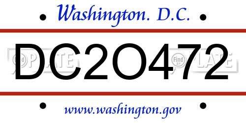DC2O472 District Of Columbia License Plate