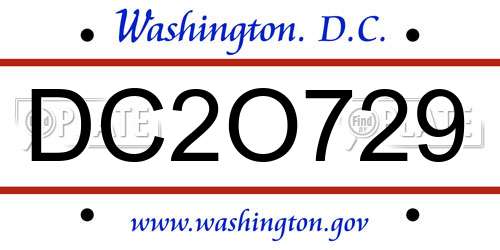 DC2O729 District Of Columbia License Plate