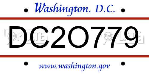 DC2O779 District Of Columbia License Plate
