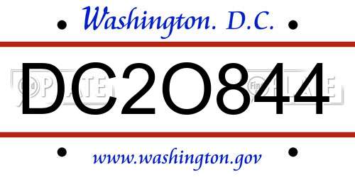 DC2O844 District Of Columbia License Plate