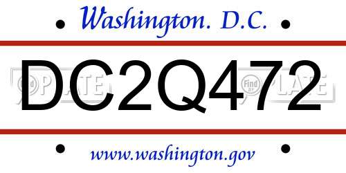 DC2Q472 District Of Columbia License Plate