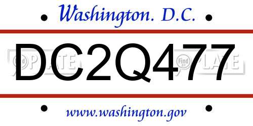 DC2Q477 District Of Columbia License Plate