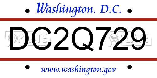 DC2Q729 District Of Columbia License Plate