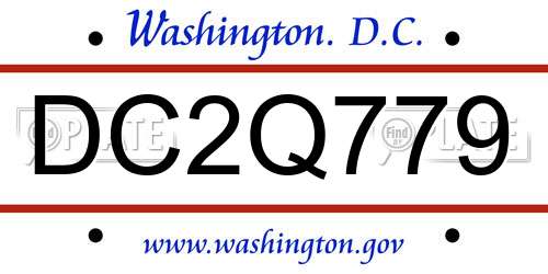 DC2Q779 District Of Columbia License Plate
