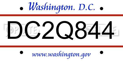 DC2Q844 District Of Columbia License Plate