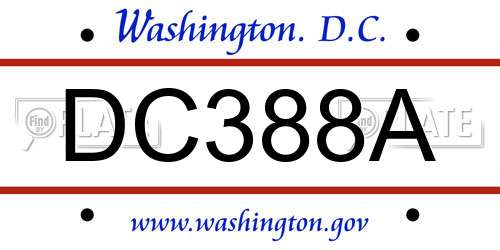 DC388A District Of Columbia License Plate