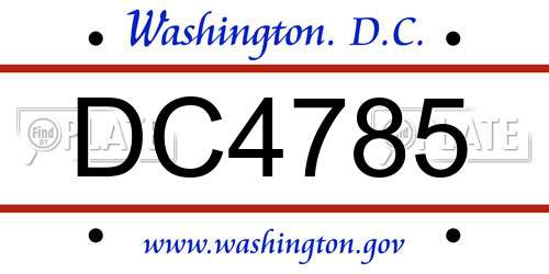 DC4785 District Of Columbia License Plate
