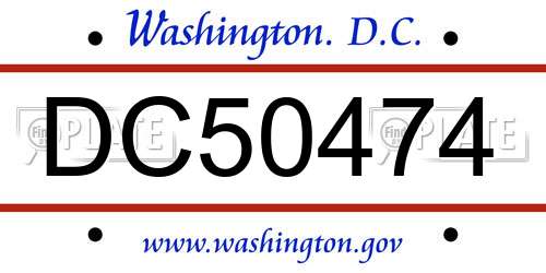 DC50474 District Of Columbia License Plate