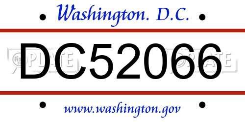 DC52066 District Of Columbia License Plate