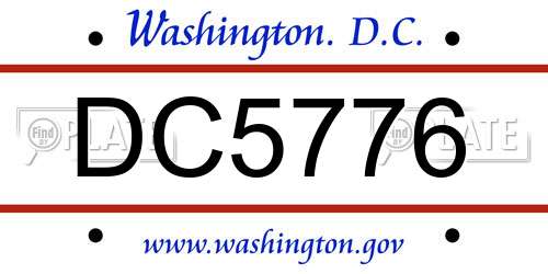 DC5776 District Of Columbia License Plate