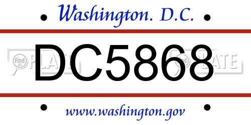 DC5868 District Of Columbia License Plate