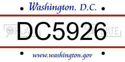 DC5926 District Of Columbia License Plate