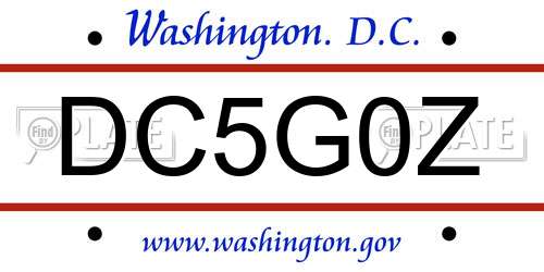 DC5G0Z District Of Columbia License Plate