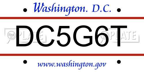 DC5G6T District Of Columbia License Plate