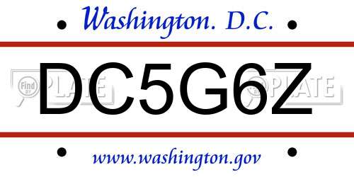 DC5G6Z District Of Columbia License Plate
