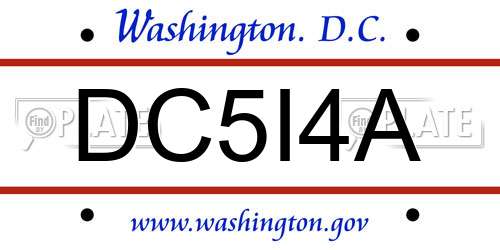 DC5I4A District Of Columbia License Plate