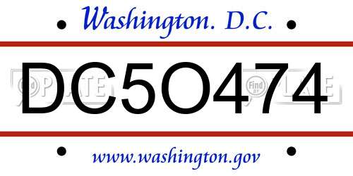 DC5O474 District Of Columbia License Plate