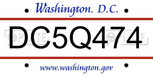 DC5Q474 District Of Columbia License Plate