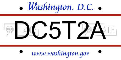 DC5T2A District Of Columbia License Plate