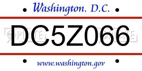 DC5Z066 District Of Columbia License Plate